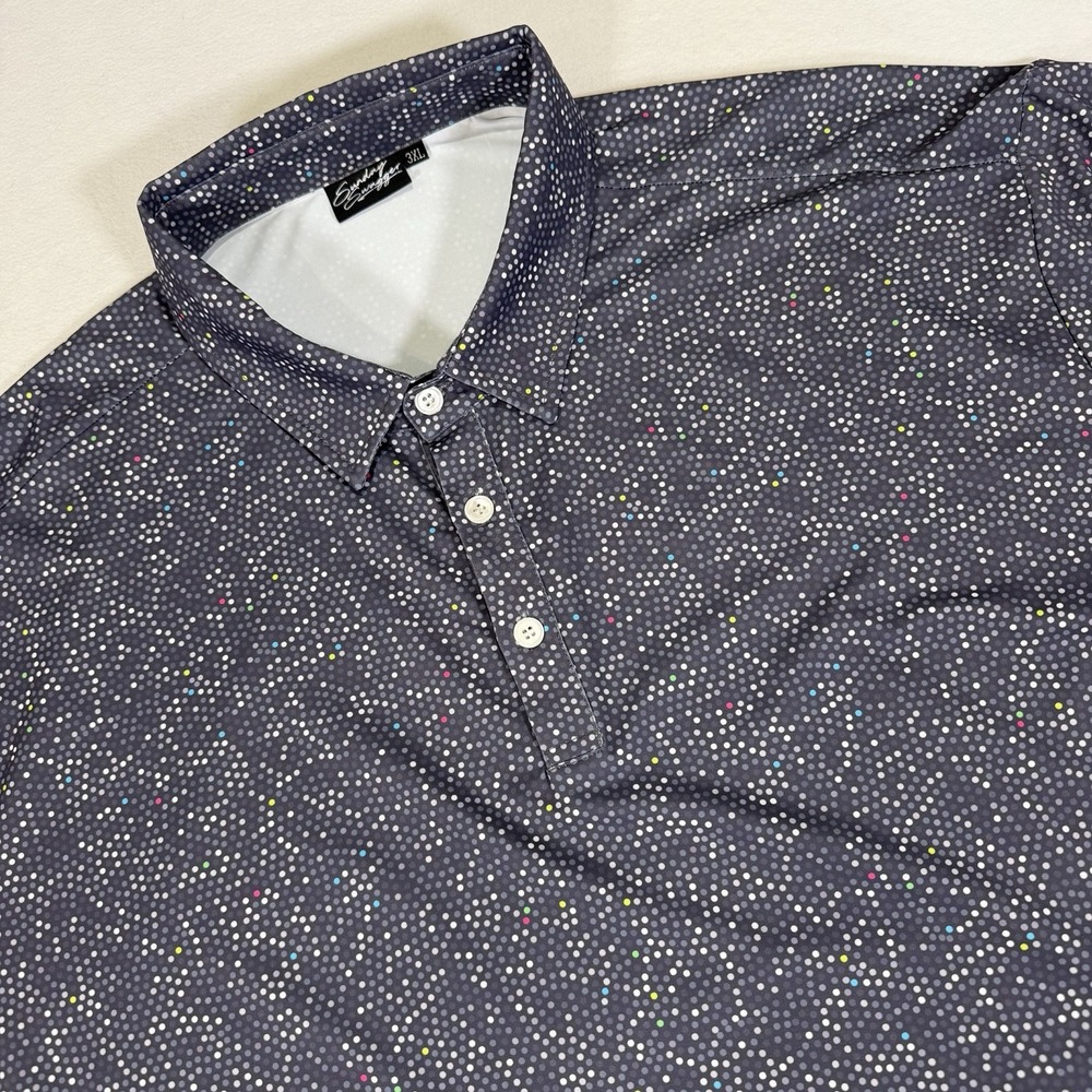 Sunday‎ Swagger Performance Polo Shirt Mens 3XL Gray Splatter Dots Golf